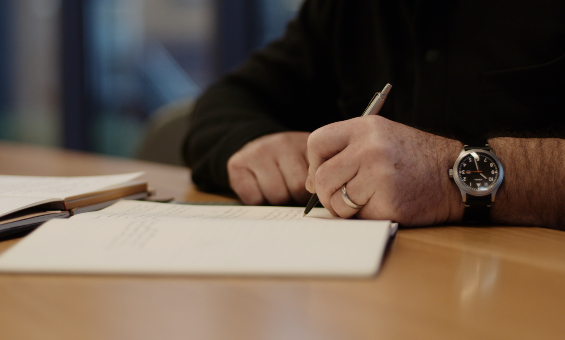 Guy writing